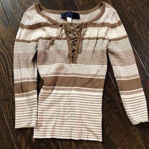 striped tight fit light sweater